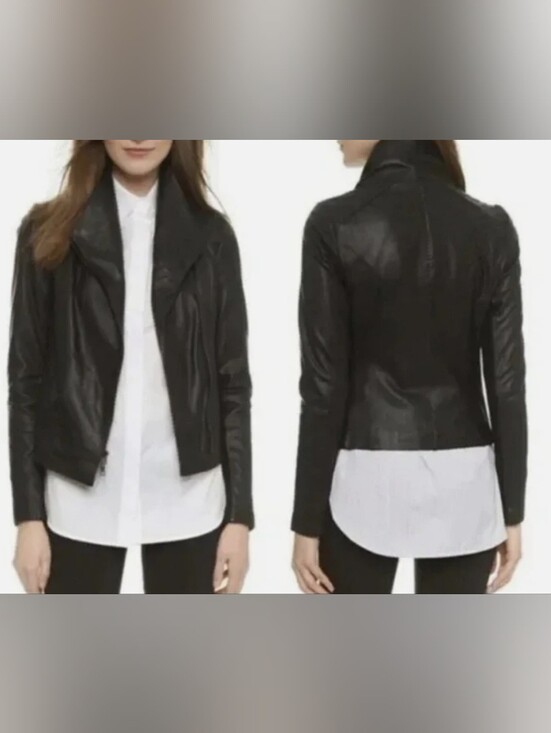 Vince Jackets & Blazers - Vince Black Lamb Leather Scuba Jacket Size XS P2P 18